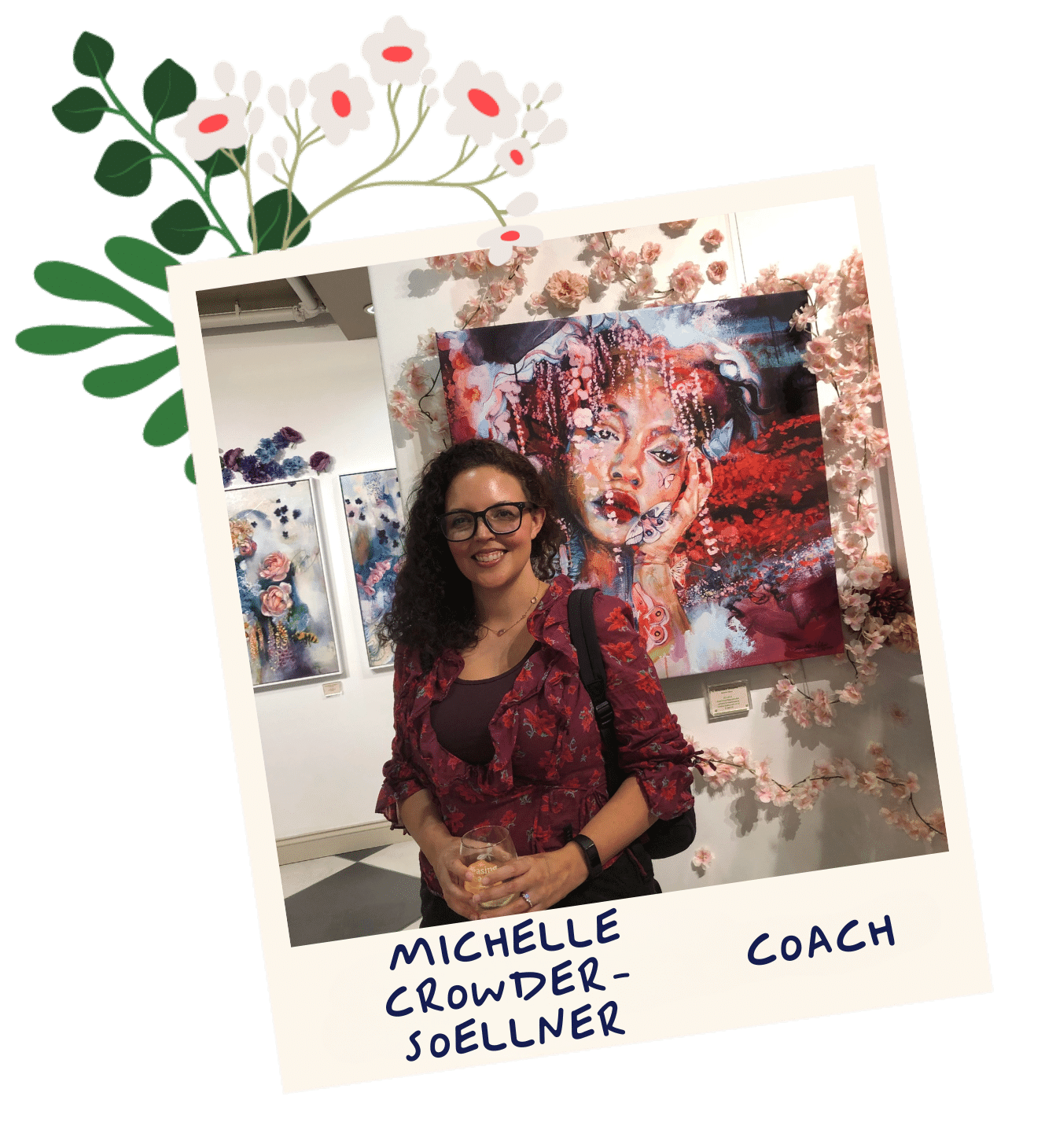 Michelle Crowder-Soellner, with flowers in polaroid