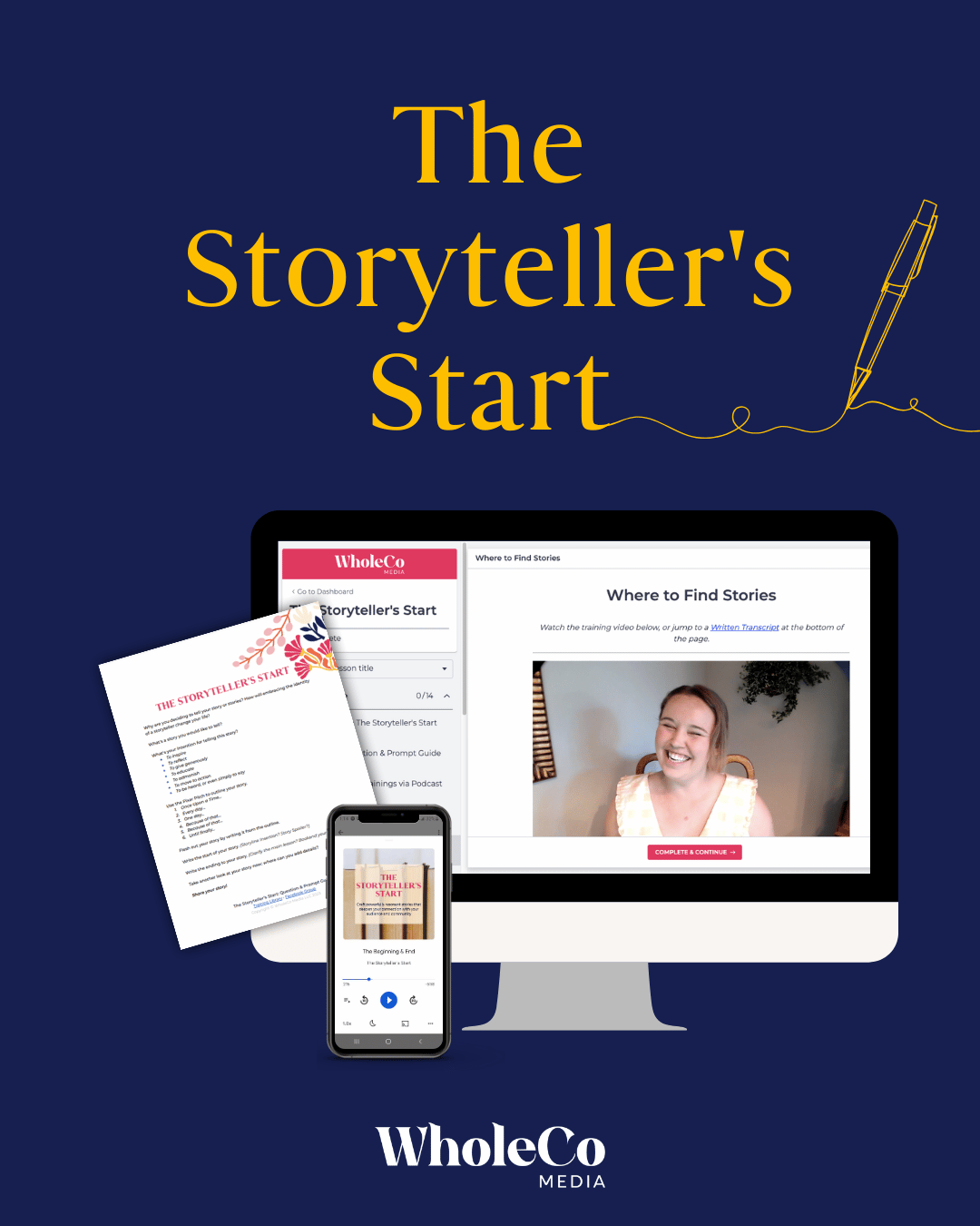 The Storyteller's Start Mockup — Tall Graphic - WholeCo Media